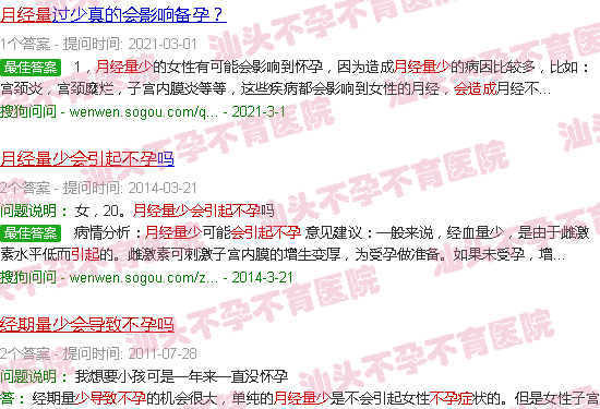 汕头月经量少会导致不孕吗